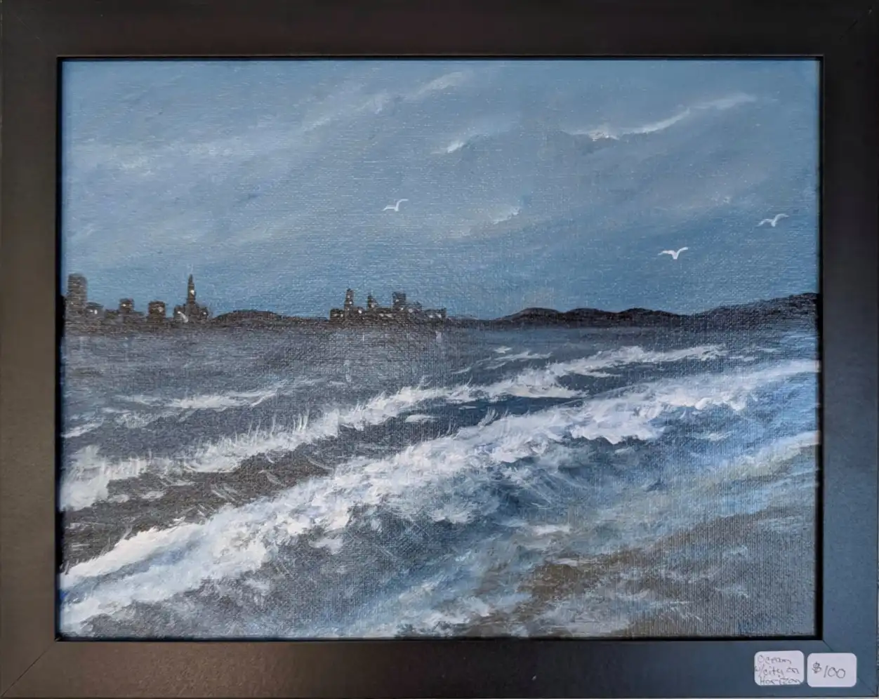 Ocean with City on Horizon
